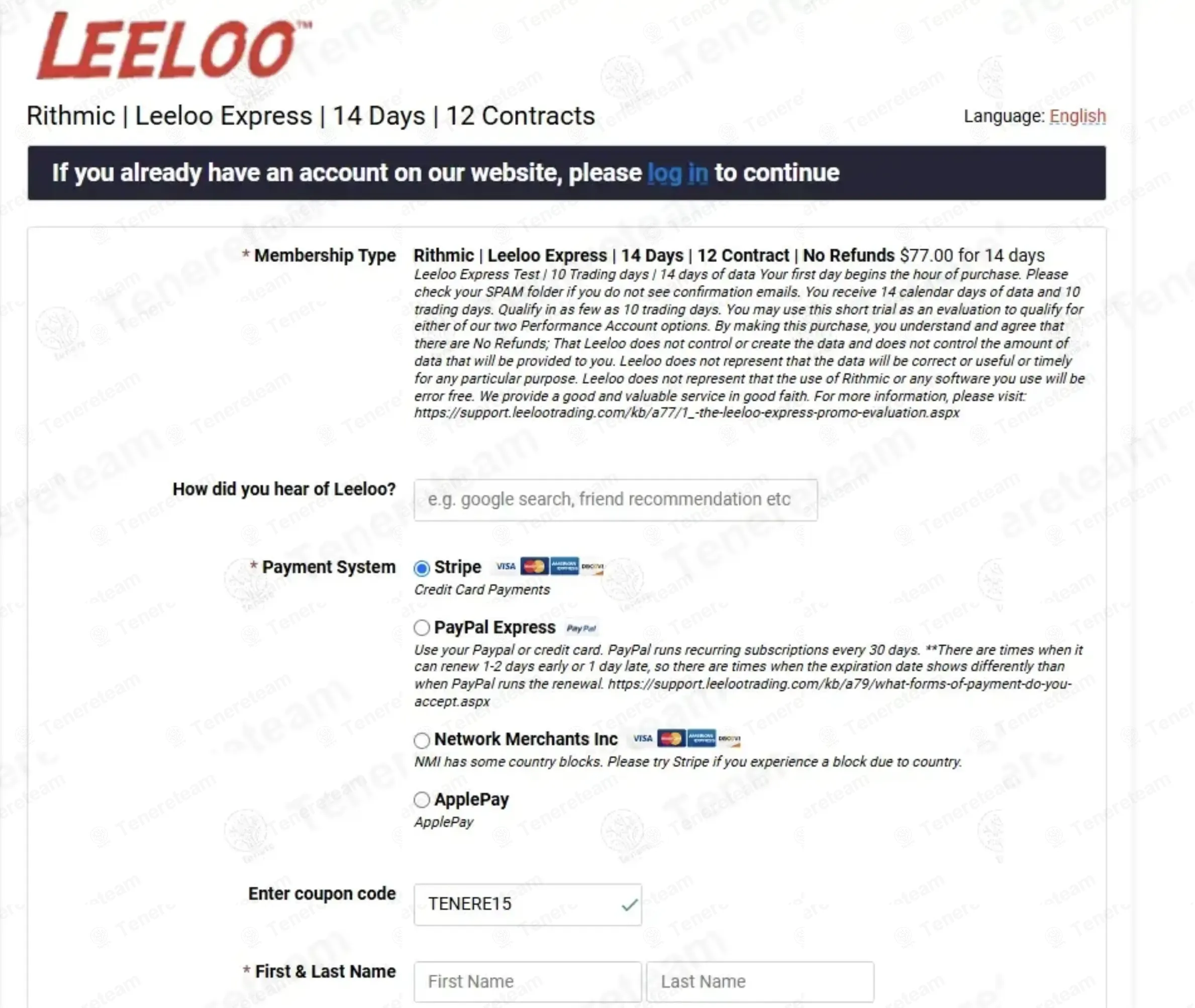 Leeloo Trading coupon code: 15% off with TENERE15. Tested and valid as 2 weeks ago.