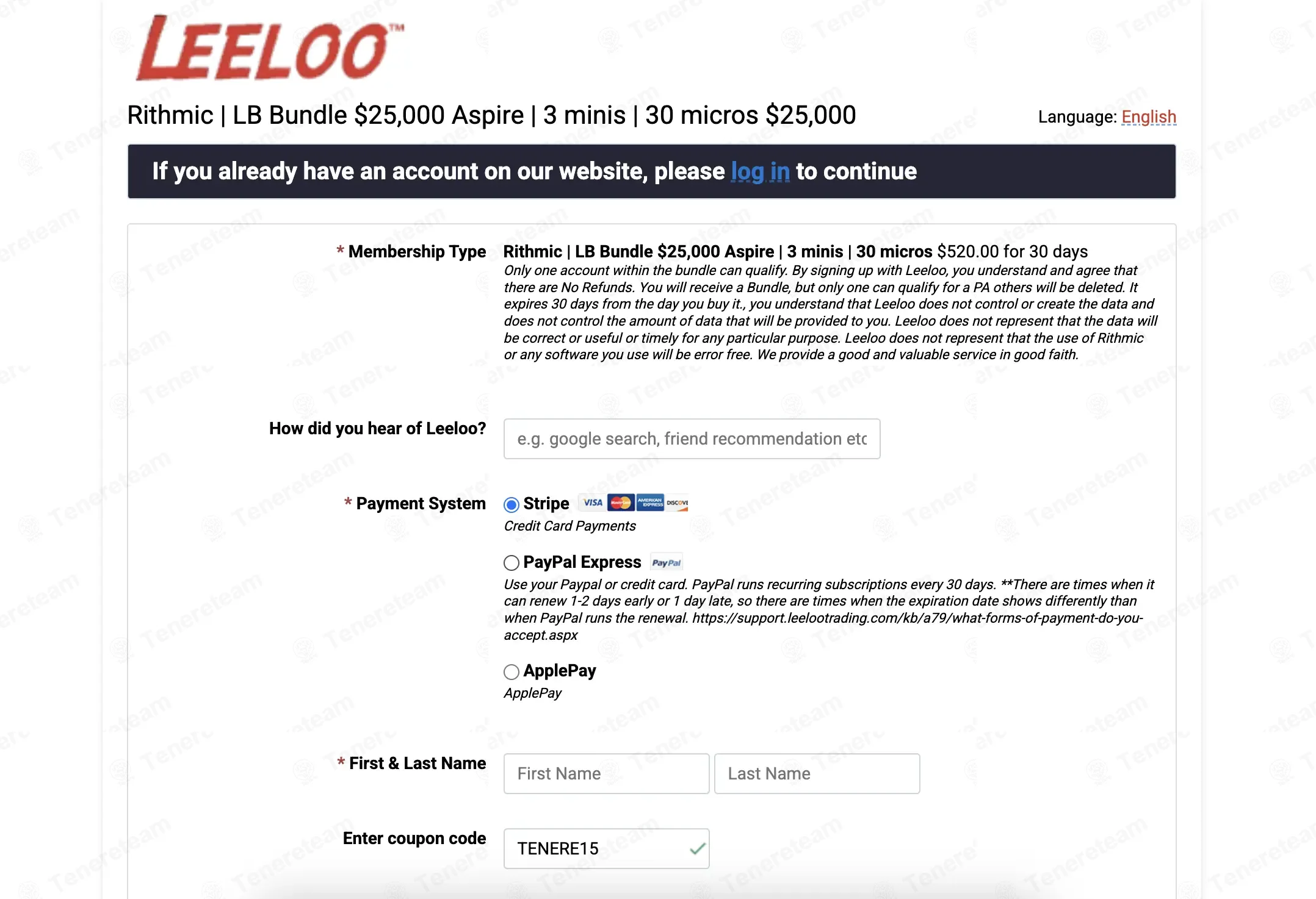 Leeloo Trading coupon code: 15% off with TENERE15. Tested and valid as 2 weeks ago.