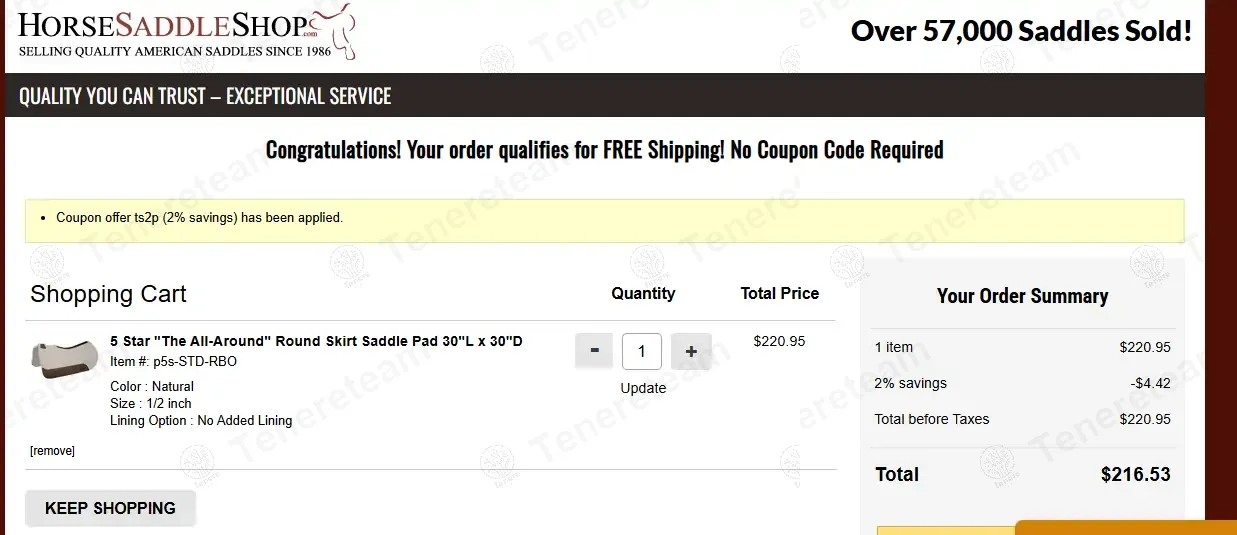 Horse Saddle Shop apply coupon code