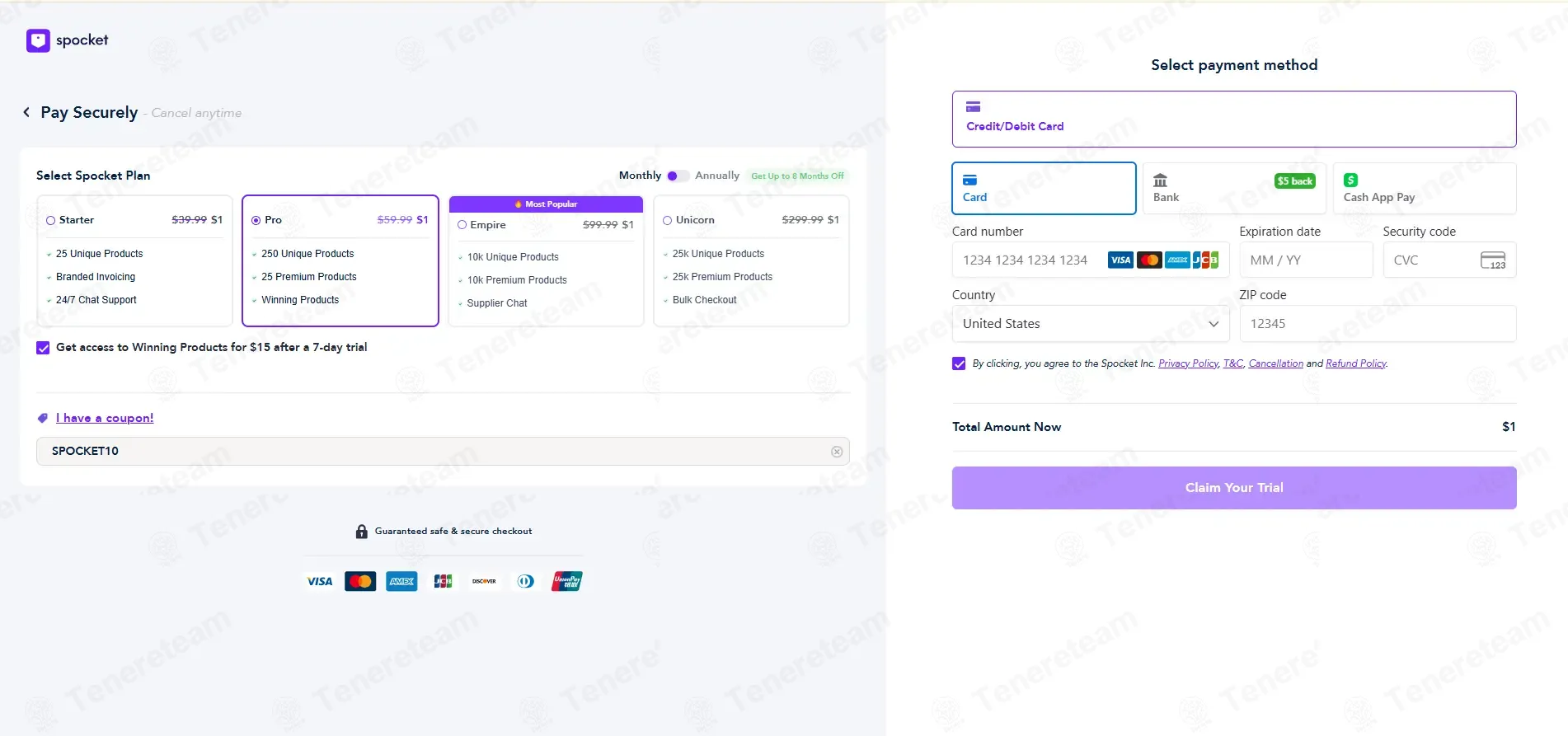 Spocket coupon code: 10% off with SPOCKET10. Tested and valid as 1 month ago.