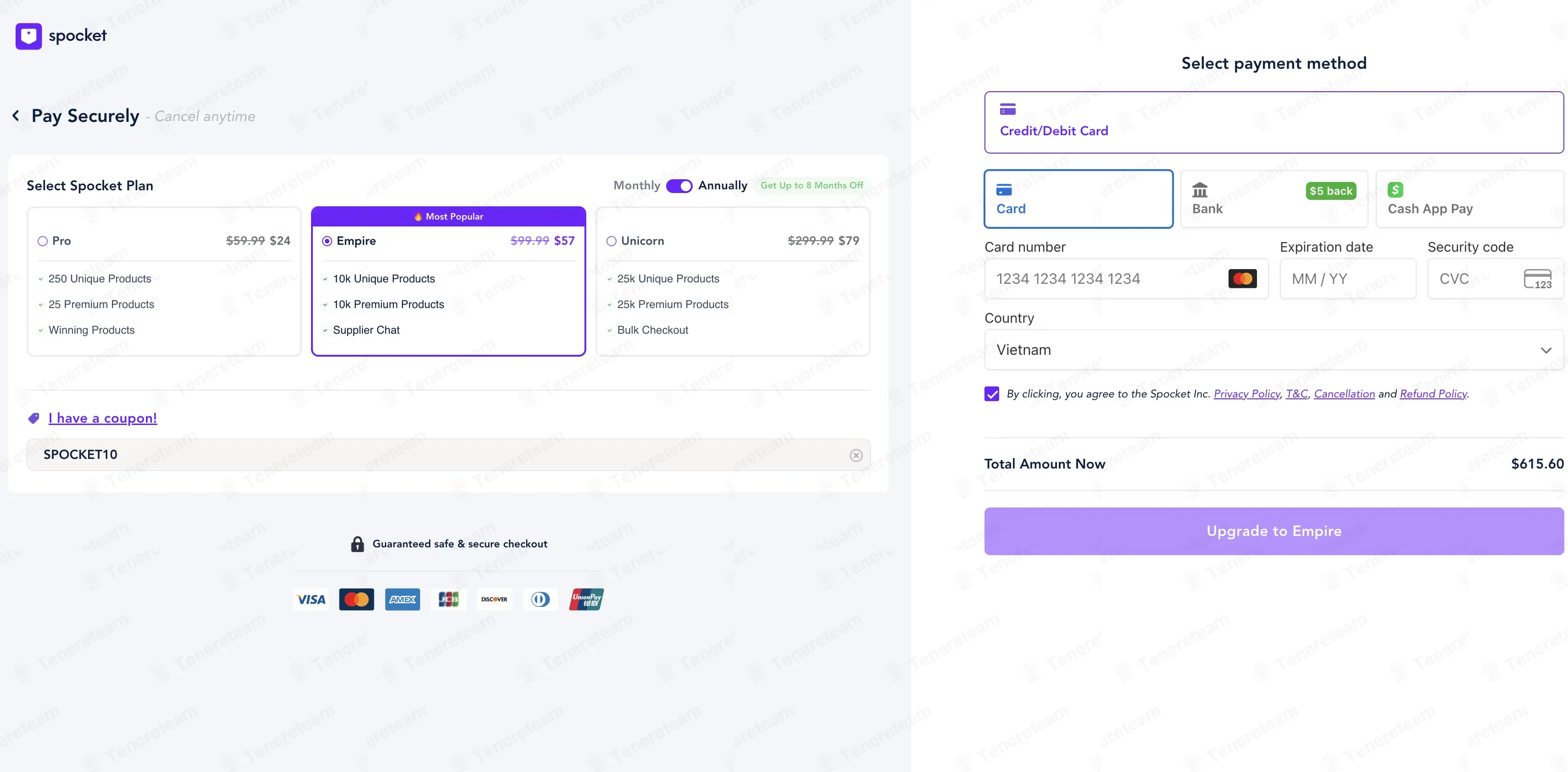 Spocket coupon code: 10% off with SPOCKET10. Tested and valid as 1 month ago.