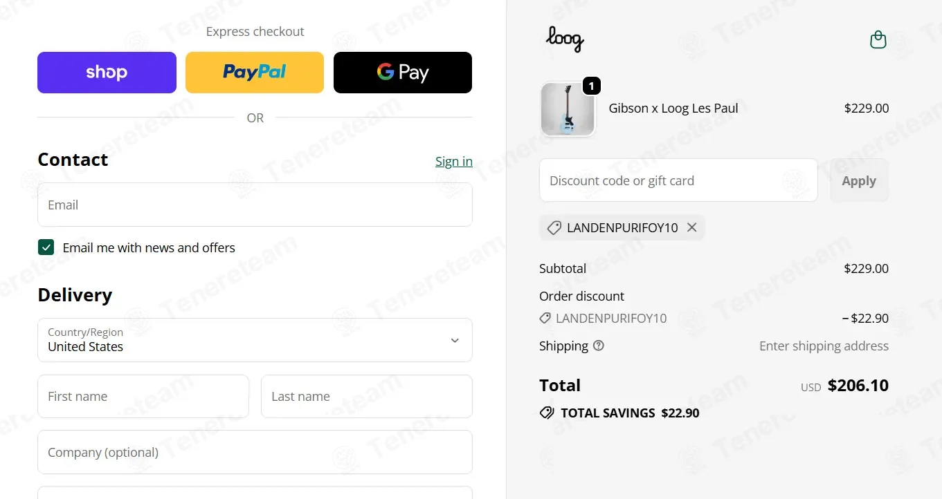 Loog Guitars coupon code: 10% off with LANDENPURIFOY10. Tested and valid as 10 months ago.