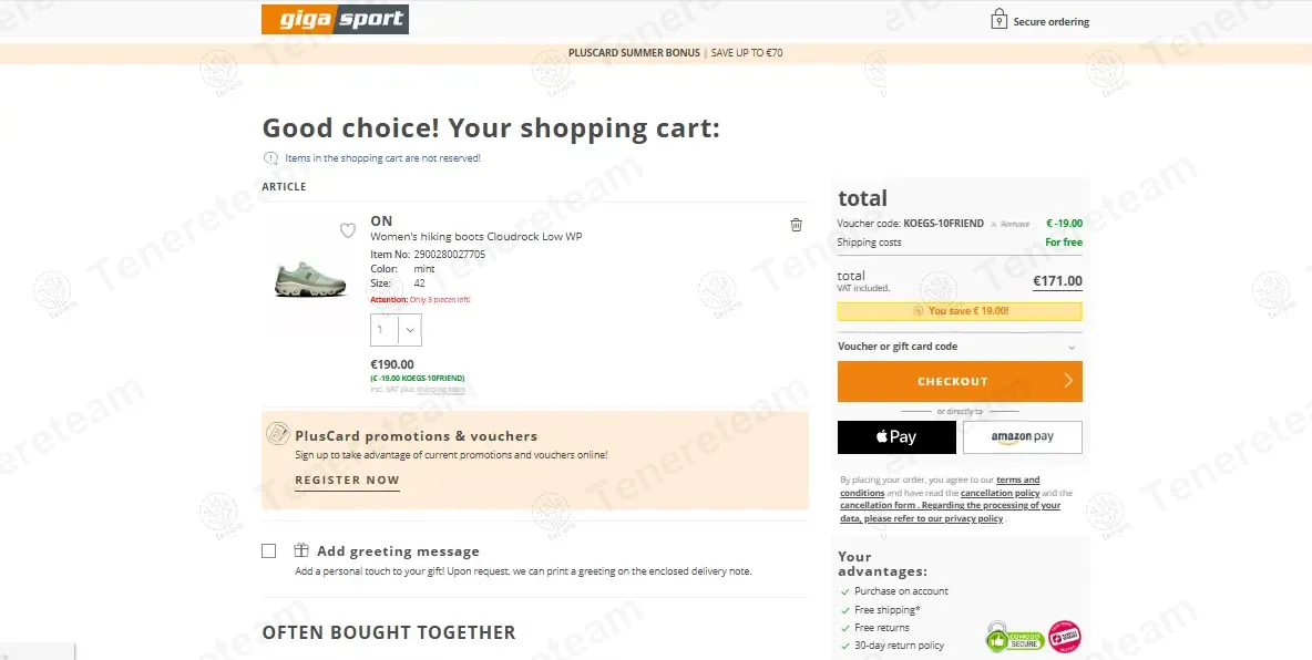 Gigasport coupon code: 10% off with KOEGS-10FRIEND. Tested and valid as 1 year ago.