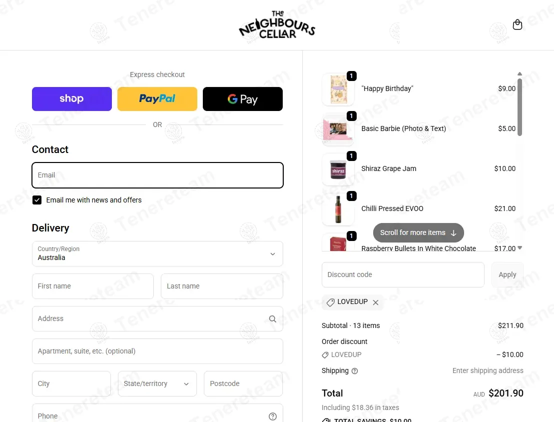 The Neighbours Cellar coupon code: $10 off with LOVEDUP. Tested and valid as 9 months ago.