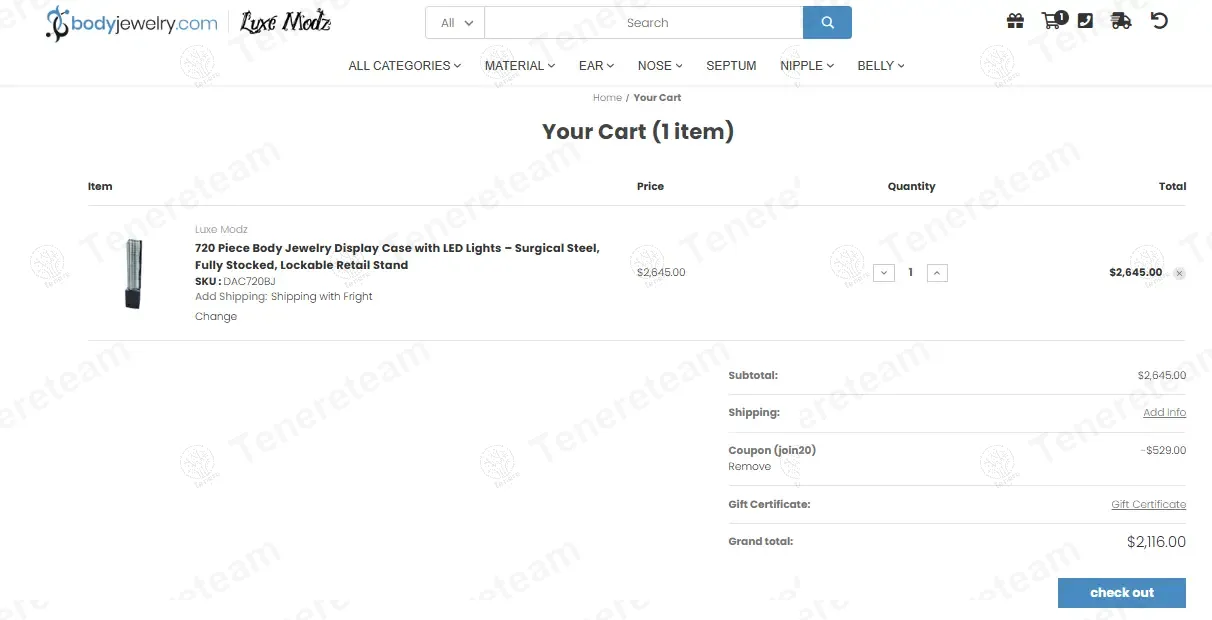 Body Jewelry coupon code: 20% off with Join20. Tested and valid as 10 months ago.