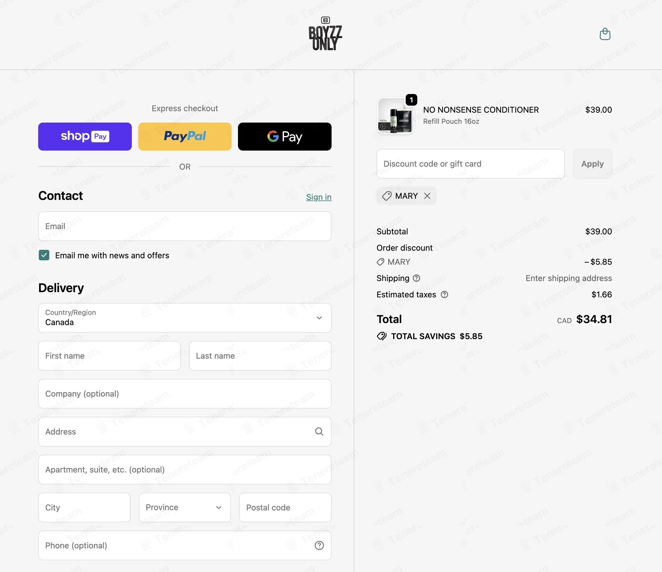 Boyzz Only coupon code: 15% off with MARY. Tested and valid as 1 month ago.