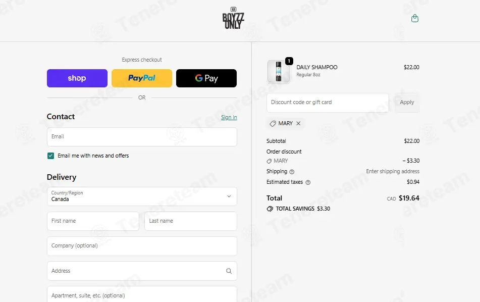 Boyzz Only coupon code: 15% off with MARY. Tested and valid as 1 month ago.