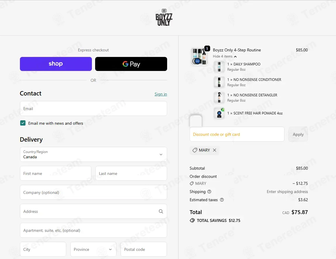 Boyzz Only coupon code: 15% off with MARY. Tested and valid as 1 month ago.