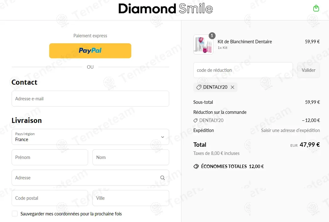 Diamond Smile Teeth FR coupon code: 20% off with DENTALY20. Tested and valid as 1 year ago.