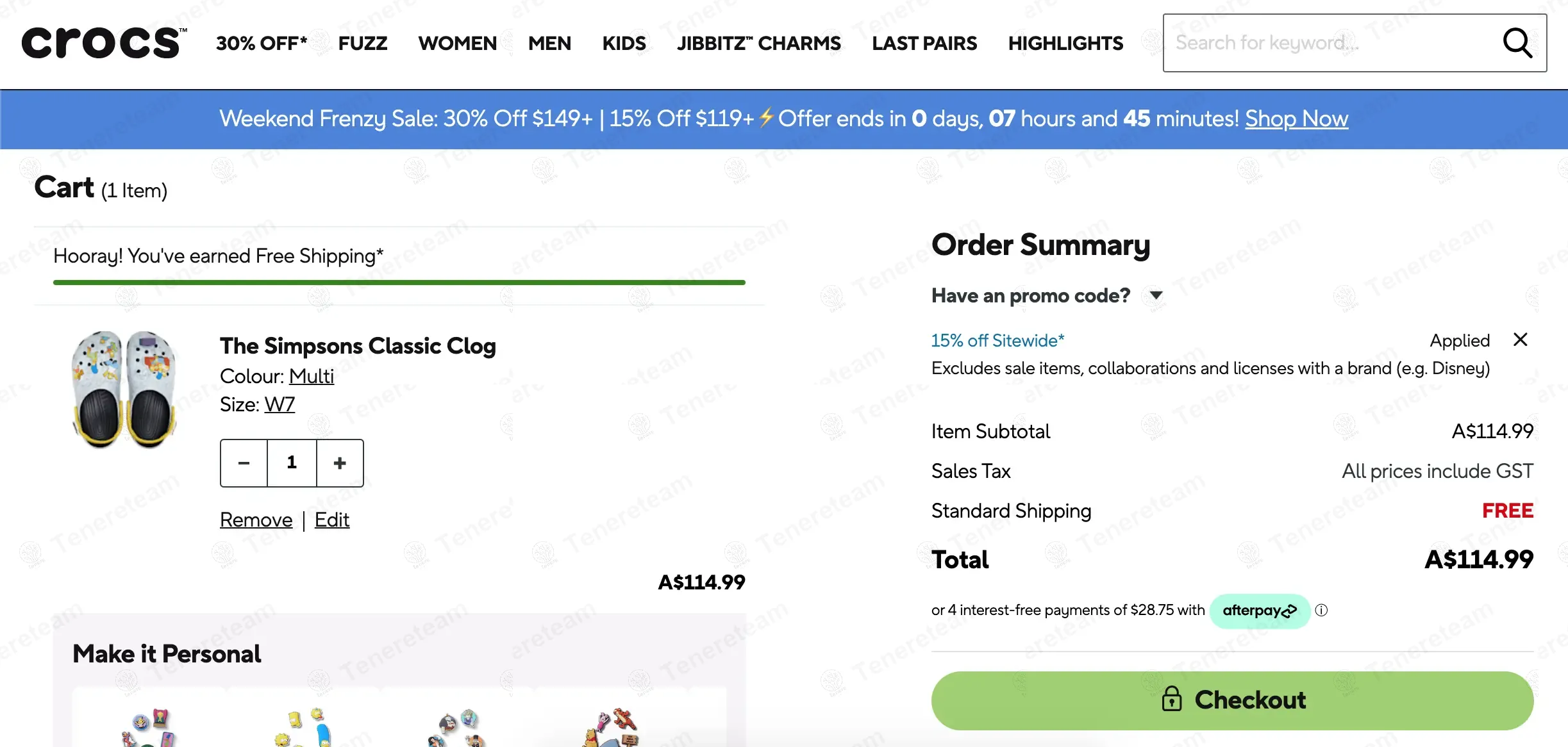 Crocs AU coupon code: 15% off with CCAU-5G69MHR6Q4NR. Tested and valid as 7 months ago.