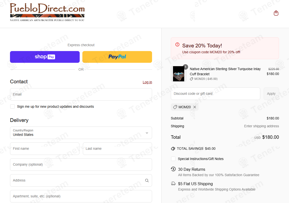 Pueblo Direct coupon code: 20% off with MOM20. Tested and valid as 1 year ago.