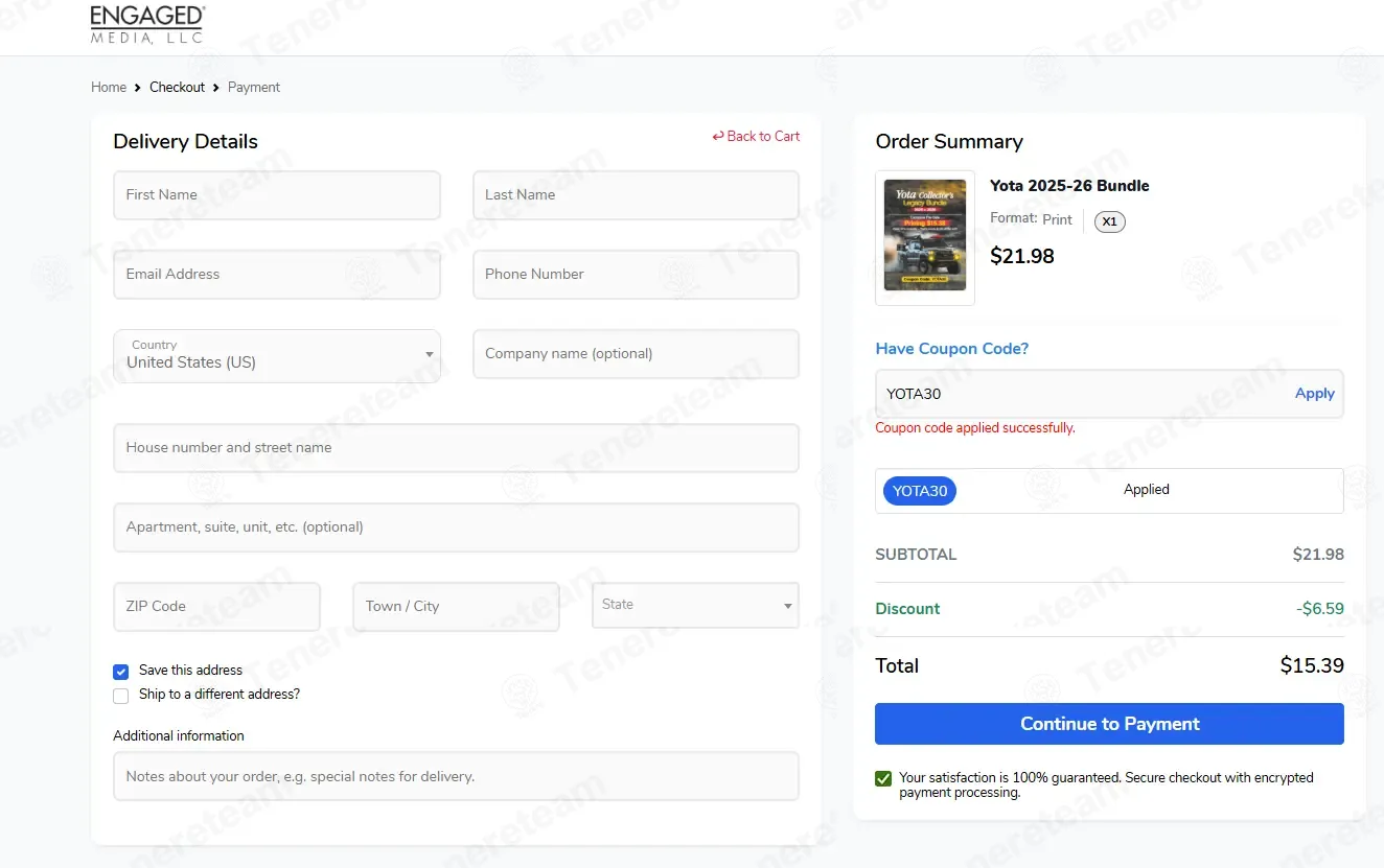 Engaged Media coupon code: 30% off with YOTA30. Tested and valid as 2 months ago.