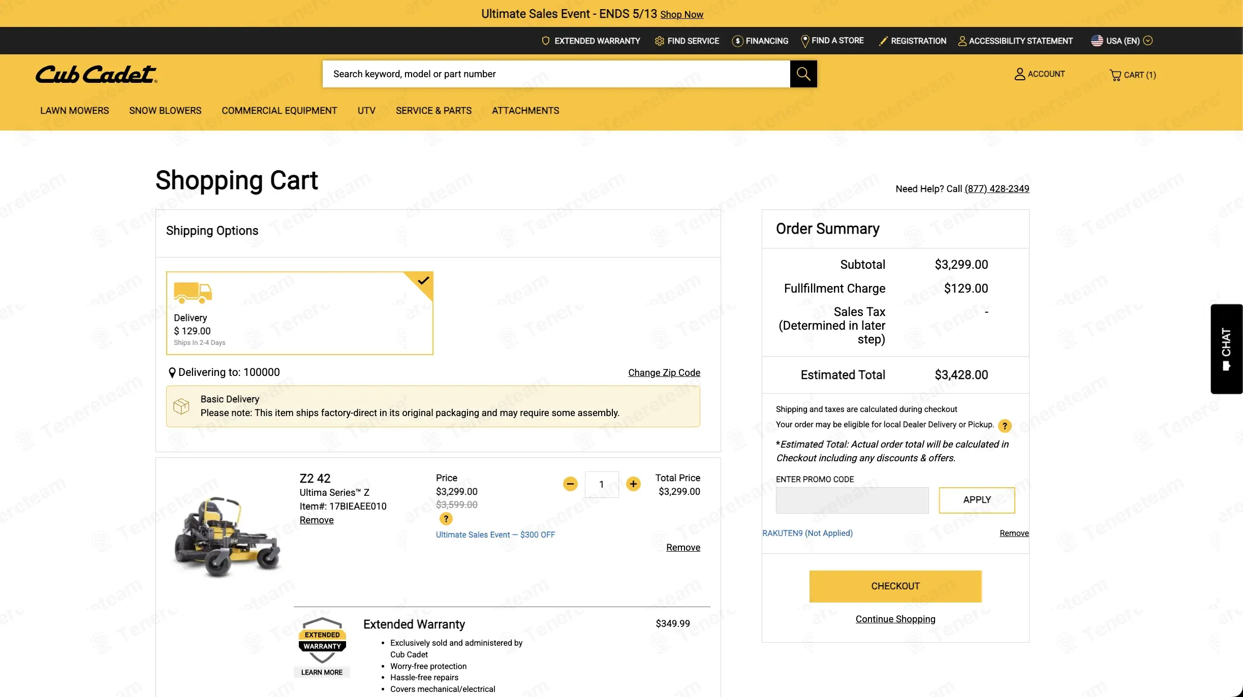 Cub Cadet coupon code: 9% off with RAKUTEN9. Tested and valid as 2 months ago.