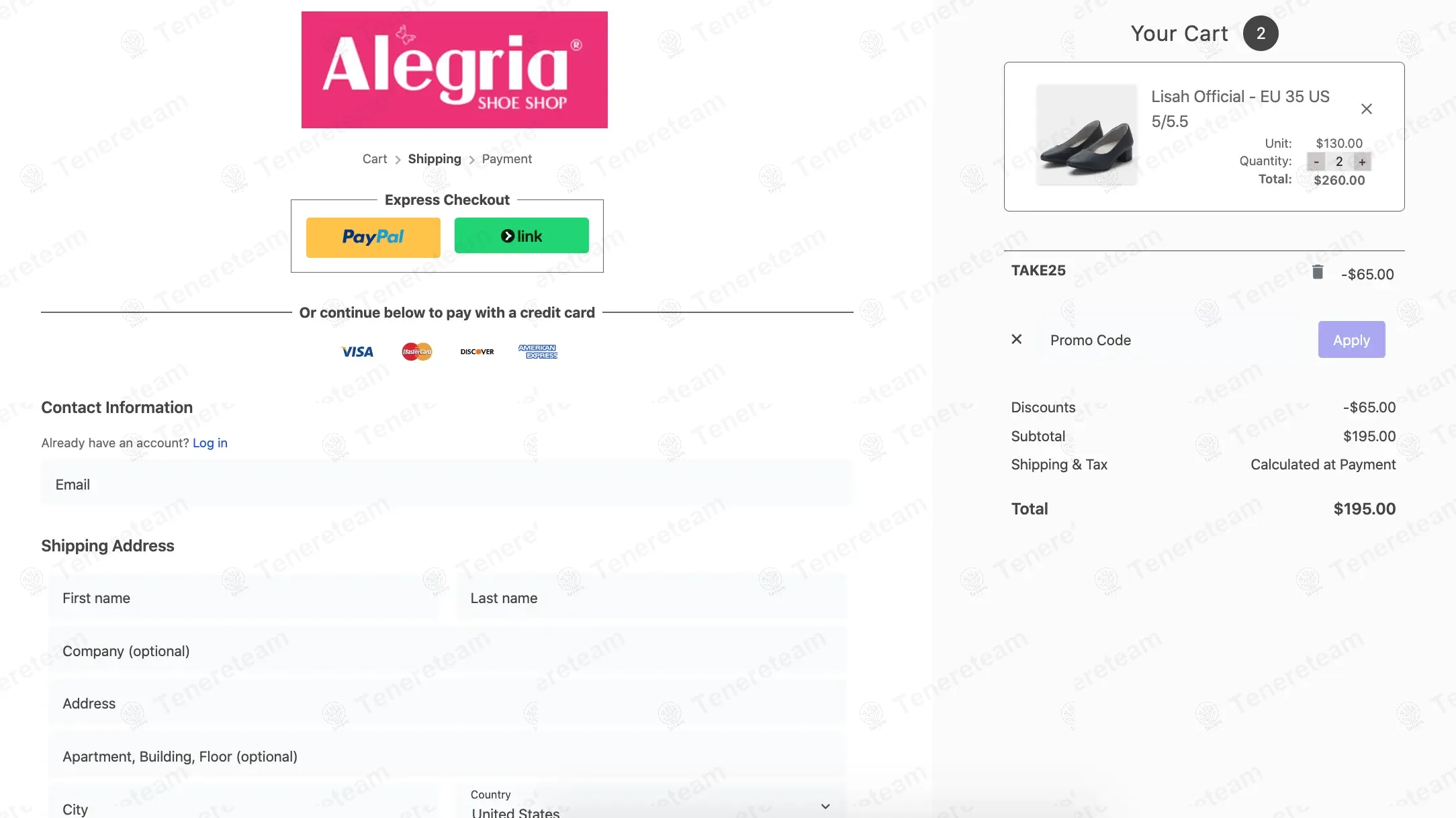 Alegria Shoe Shop coupon code: 25% off with TAKE25. Tested and valid as 11 months ago.