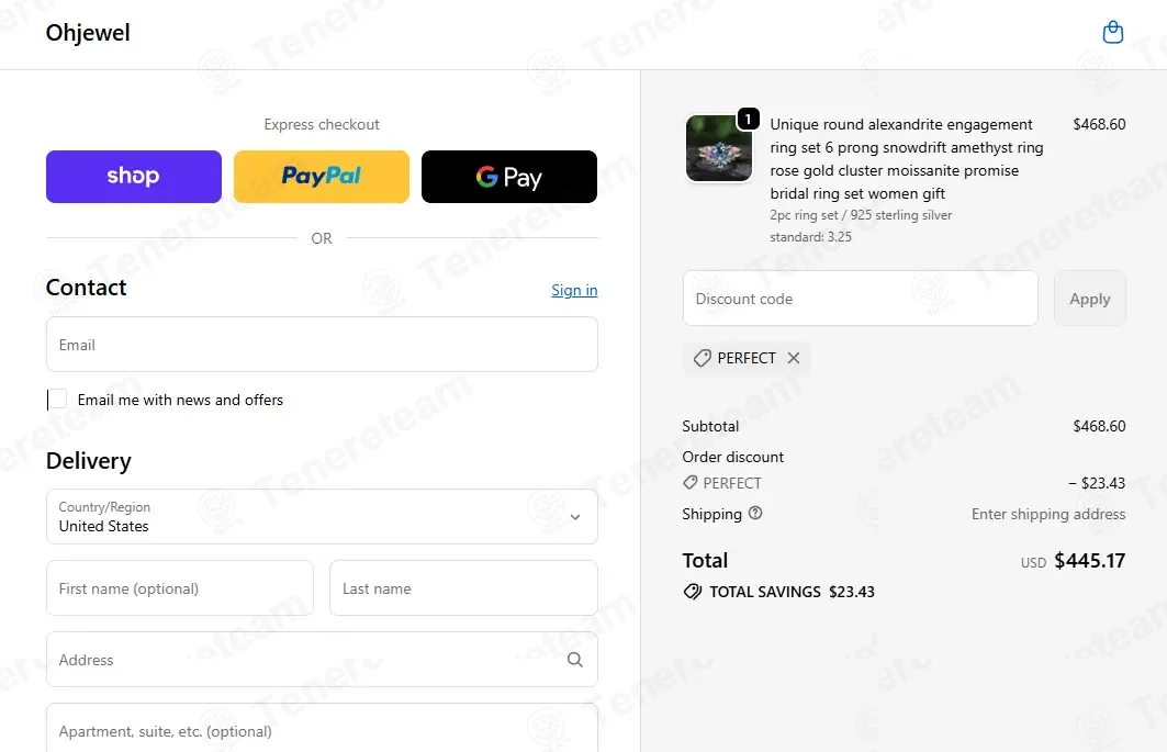 Ohjewel coupon code: 5% off with PERFECT. Tested and valid as 3 weeks ago.