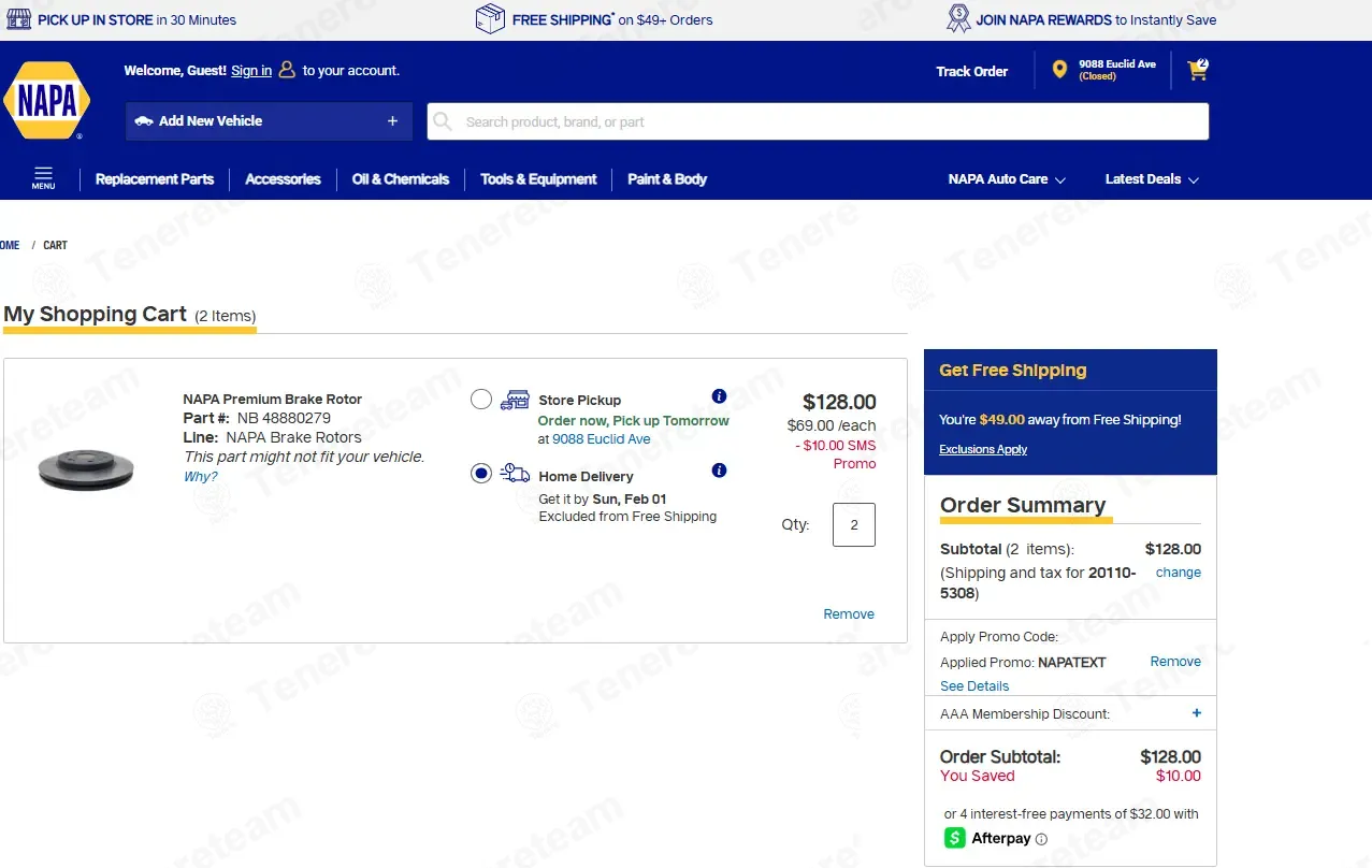 NAPA Auto Parts coupon code: $10 off with NAPATEXT. Tested and valid as 2 months ago.