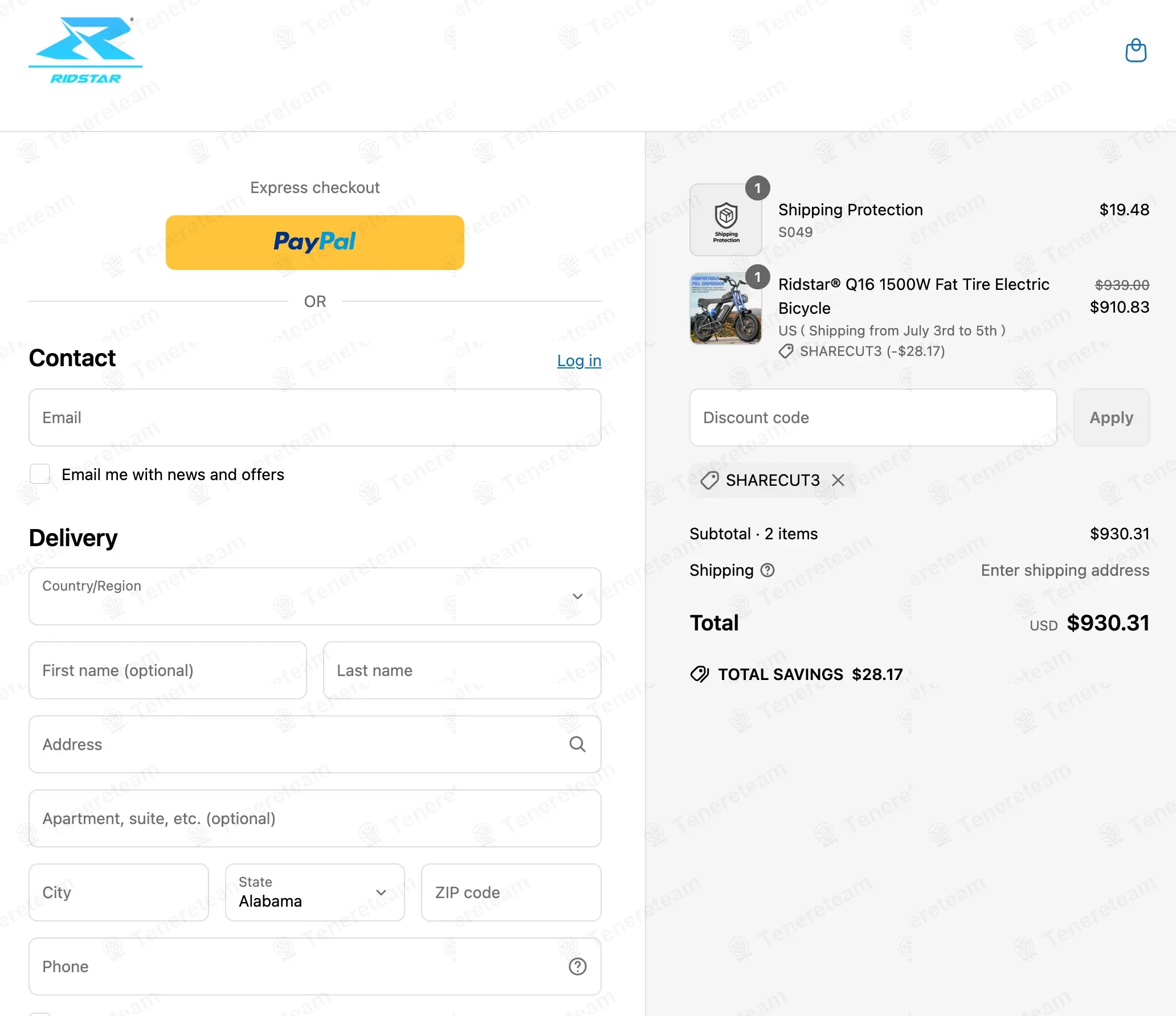 Ridstarebike coupon code: 3% off with SHARECUT3. Tested and valid as 7 months ago.