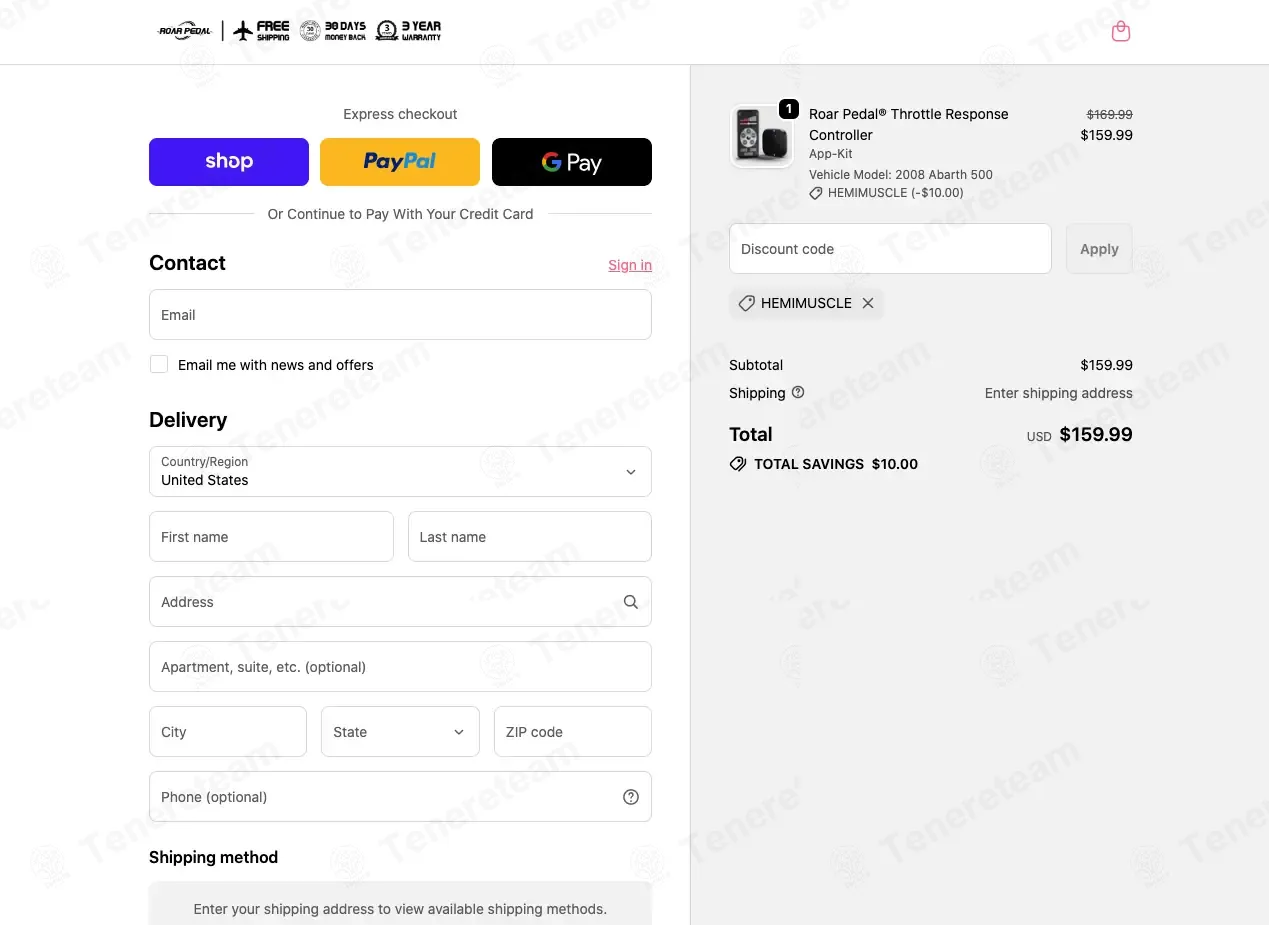 Roar Pedal coupon code: $10 off with HEMIMUSCLE. Tested and valid as 1 month ago.