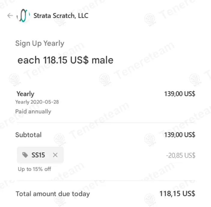 Stratascratch coupon code verified as working at checkout