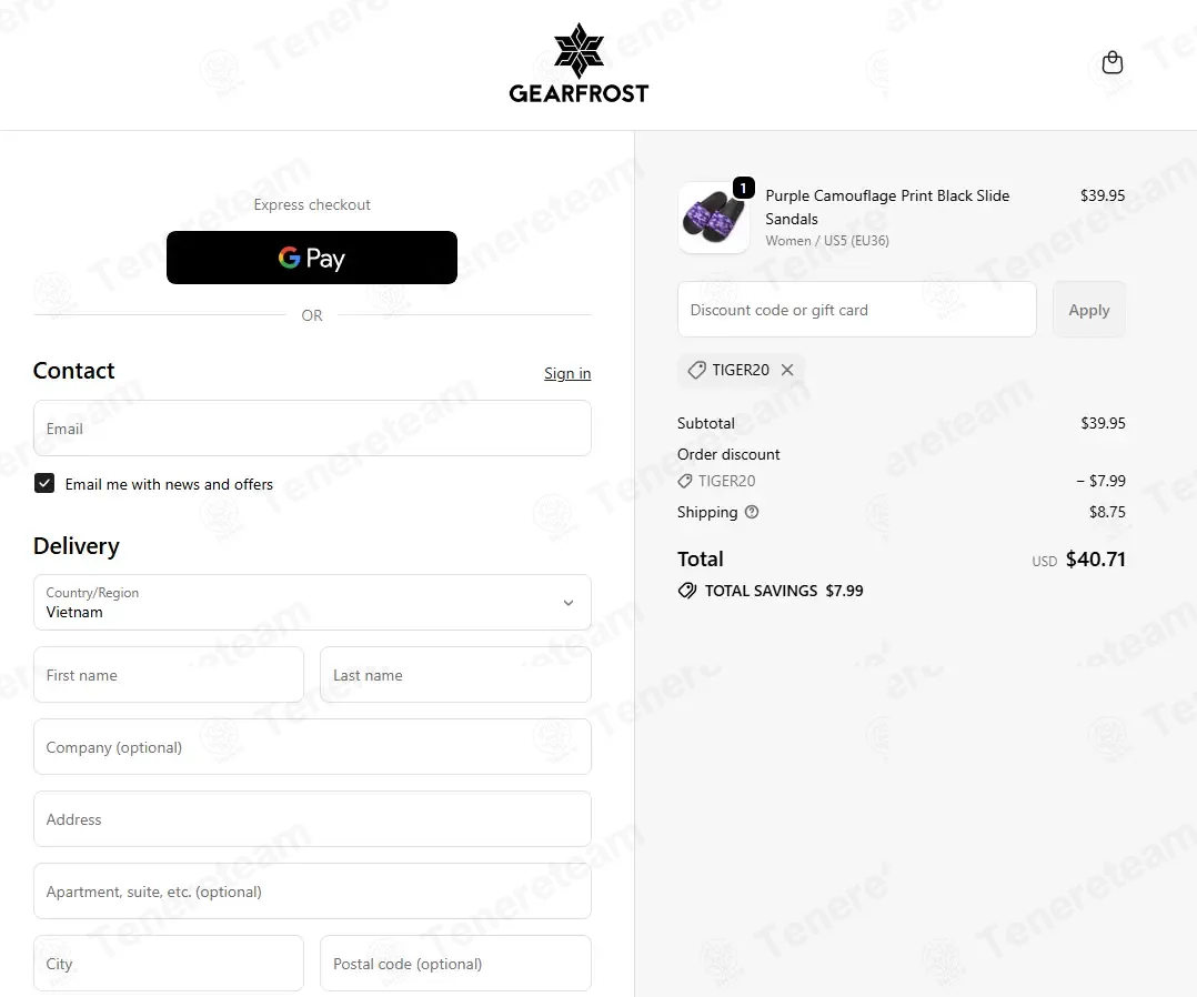 GearFrost coupon code verified as working at checkout