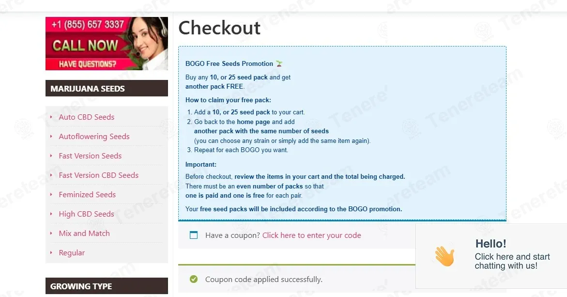 MJ Seeds Canada CA coupon code: 10% off with MJ10. Tested and valid as 1 week ago.