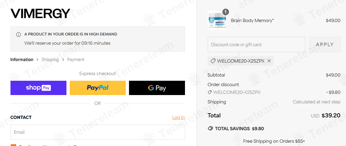 Vimergy coupon code: 20% off with WELCOME20-X2SZPX. Tested and valid as 1 year ago.