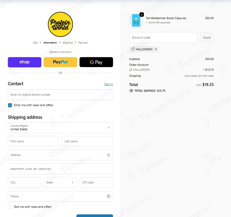 Protein World coupon code: 40% off with HALLOWEEN. Tested and valid as 6 months ago.