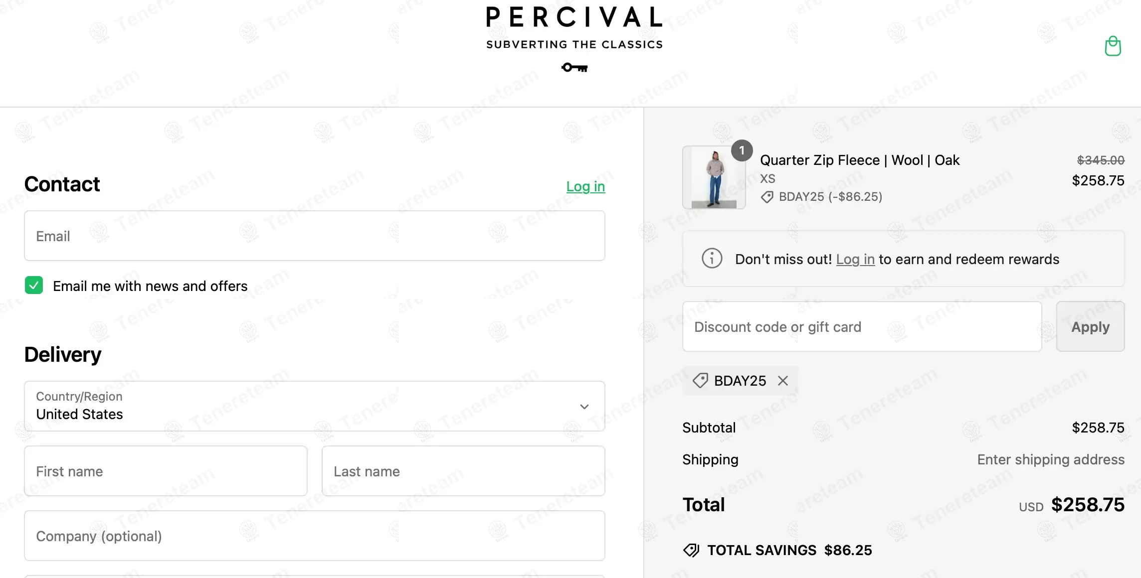 Percival Menswear coupon code: 25% off with BDAY25. Tested and valid as 1 year ago.