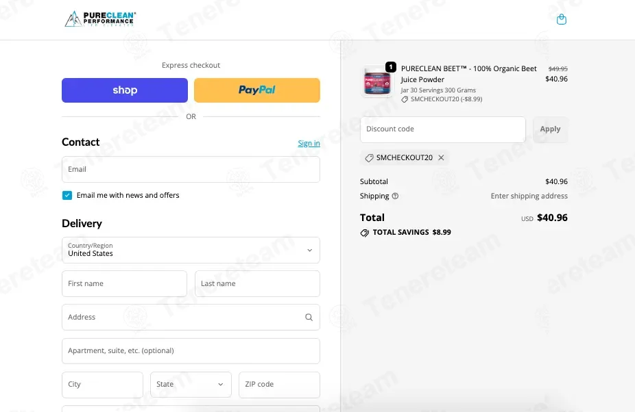 PureClean Performance coupon code: 20% off with SMCHECKOUT20. Tested and valid as 1 month ago.