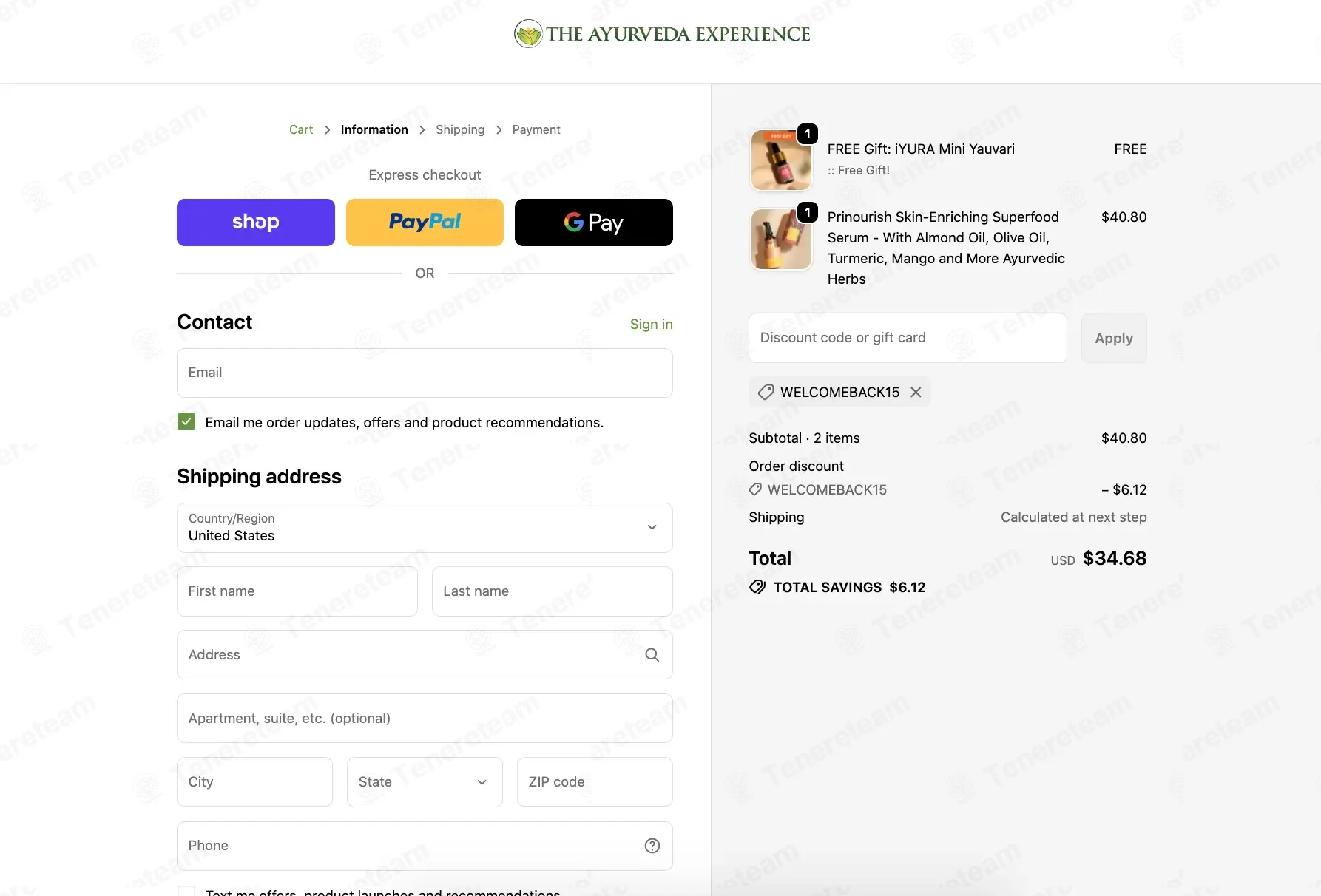 The Ayurveda Experience apply coupon code