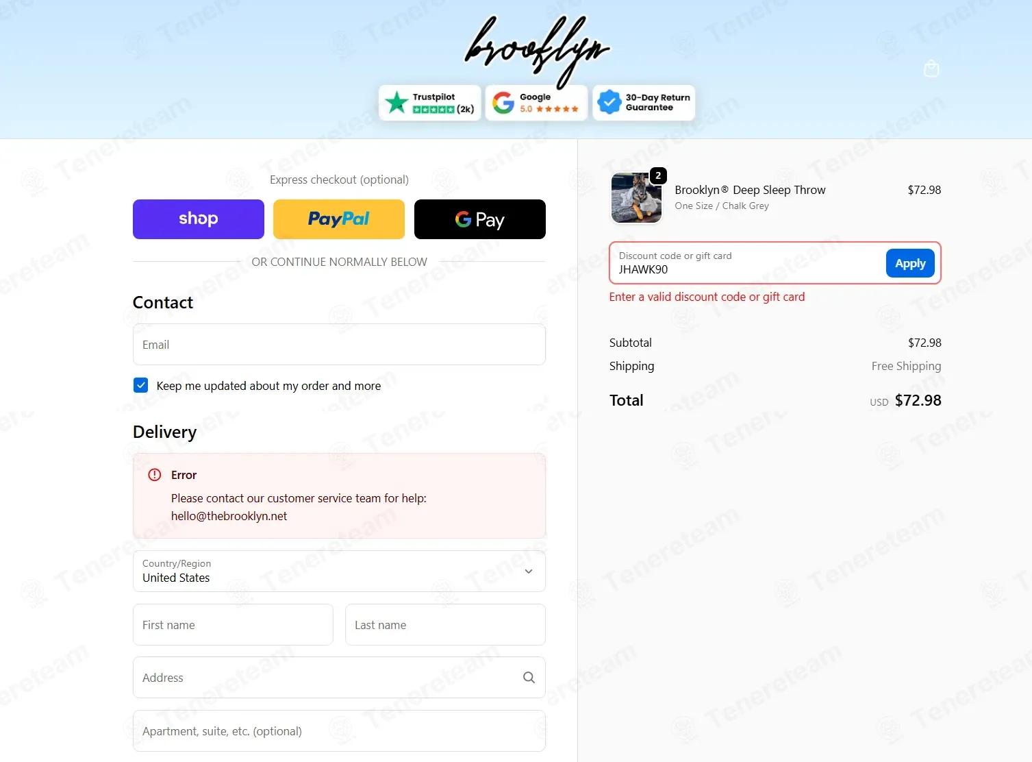 The Brooklyn coupon code: $10 off with JHAWK90. Tested and valid as 1 month ago.