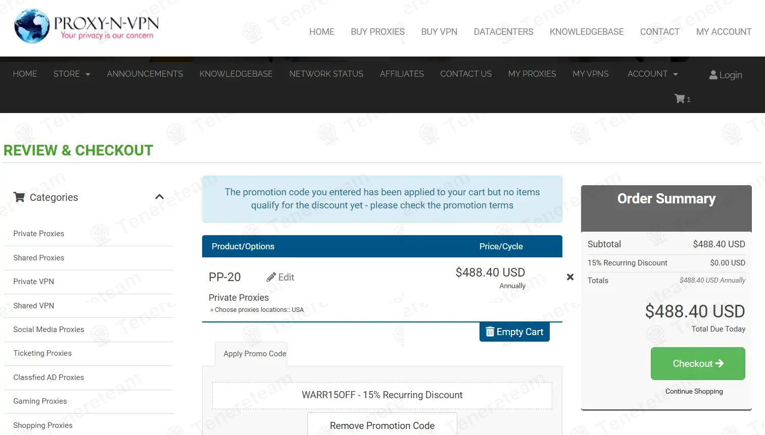 Proxy N VPN coupon code: 15% off with WARR15. Tested and valid as 5 months ago.