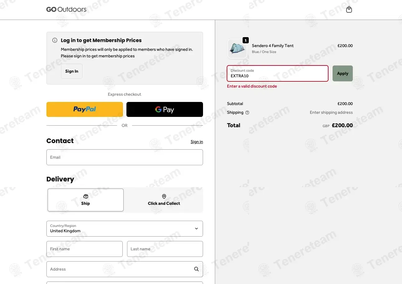 GO Outdoors UK coupon code: 10% off with EXTRA10. Tested and valid as 1 month ago.