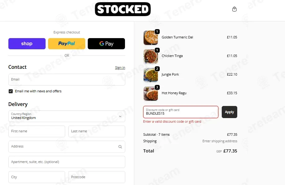 Stocked Food coupon code: 15% off with BUNDLES15. Tested and valid as 1 month ago.