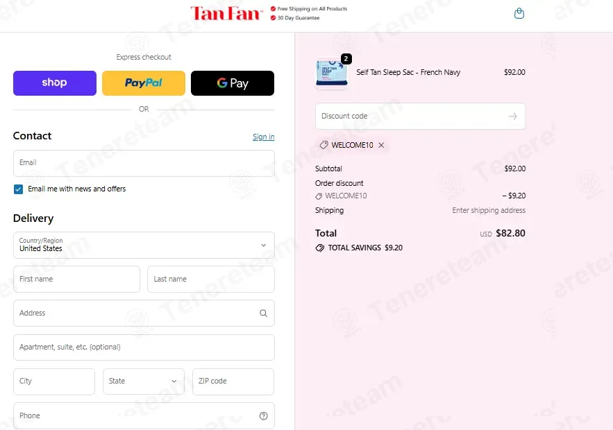 Tan Fan coupon code: 10% off with WELCOME10. Tested and valid as 1 month ago.