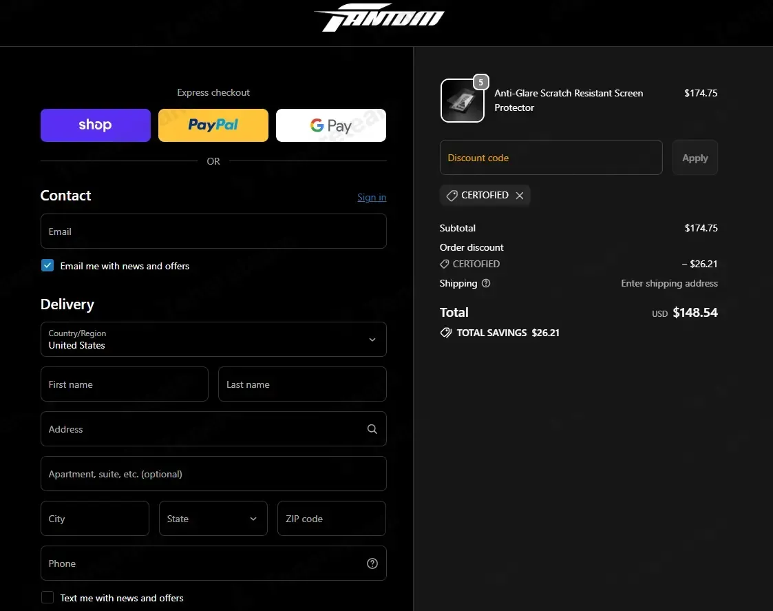FantomTec apply coupon code