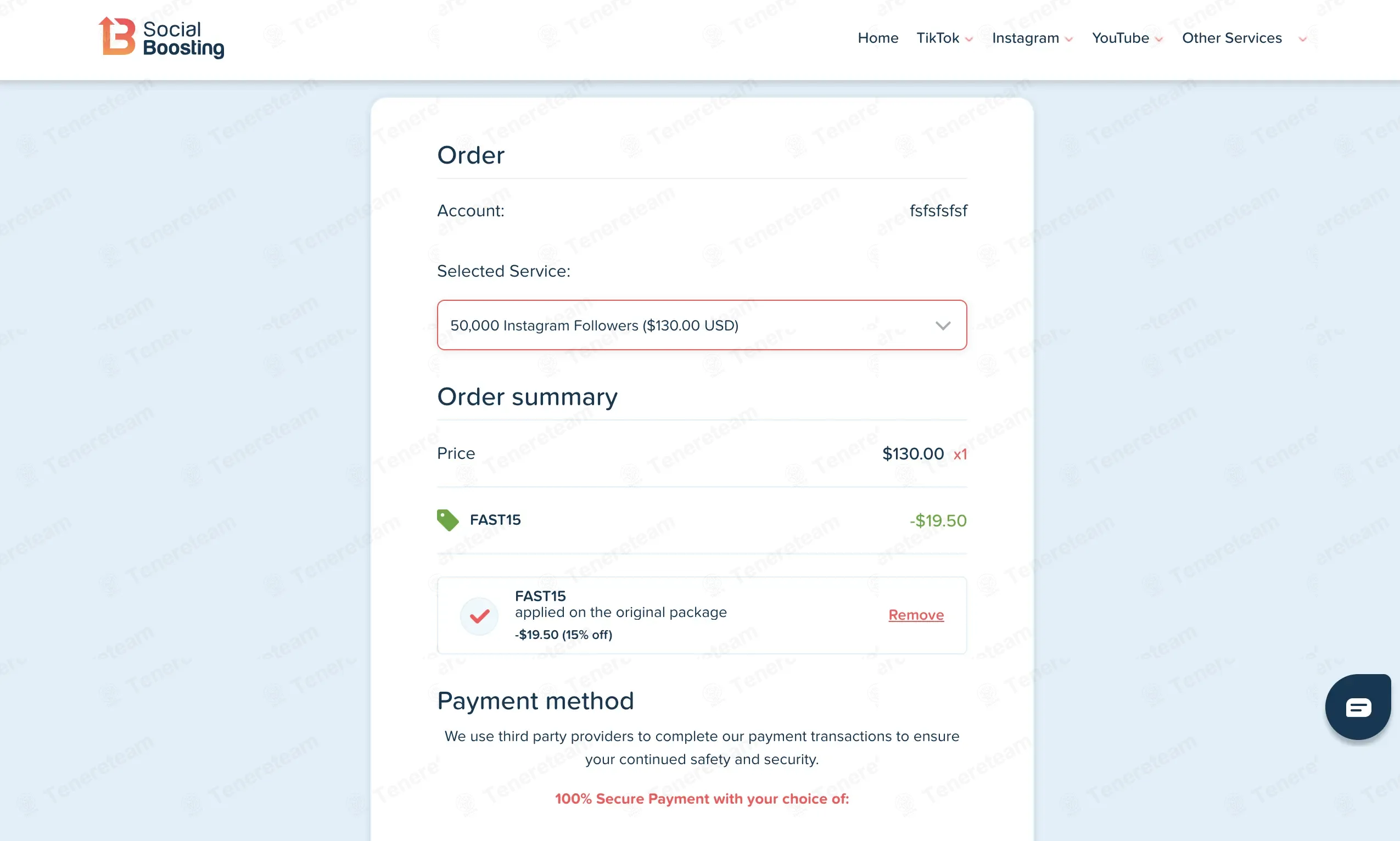 SocialBoosting coupon code: 15% off with FAST15. Tested and valid as 2 months ago.