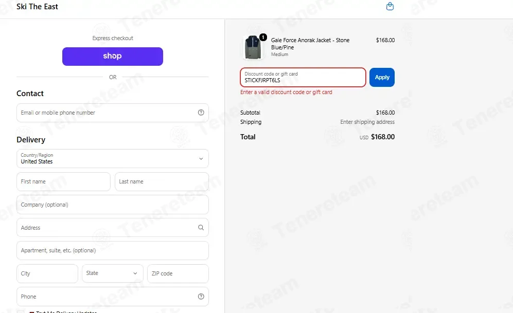 Ski The East coupon code: 10% off with STICKFJRPT6LS. Tested and valid as 1 month ago.
