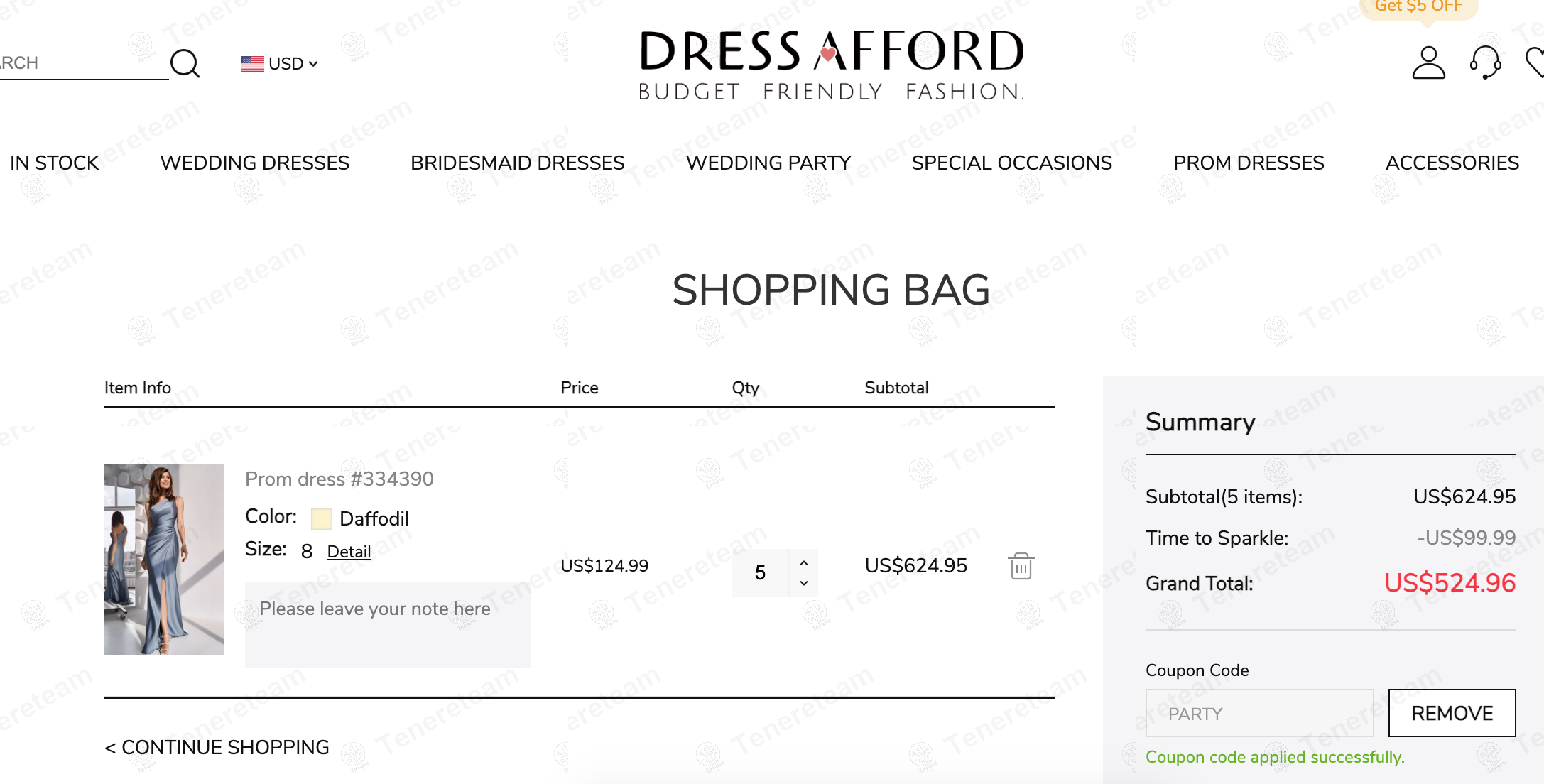 Dress Afford coupon code: 16% off with PARTY. Tested and valid as 1 year ago.