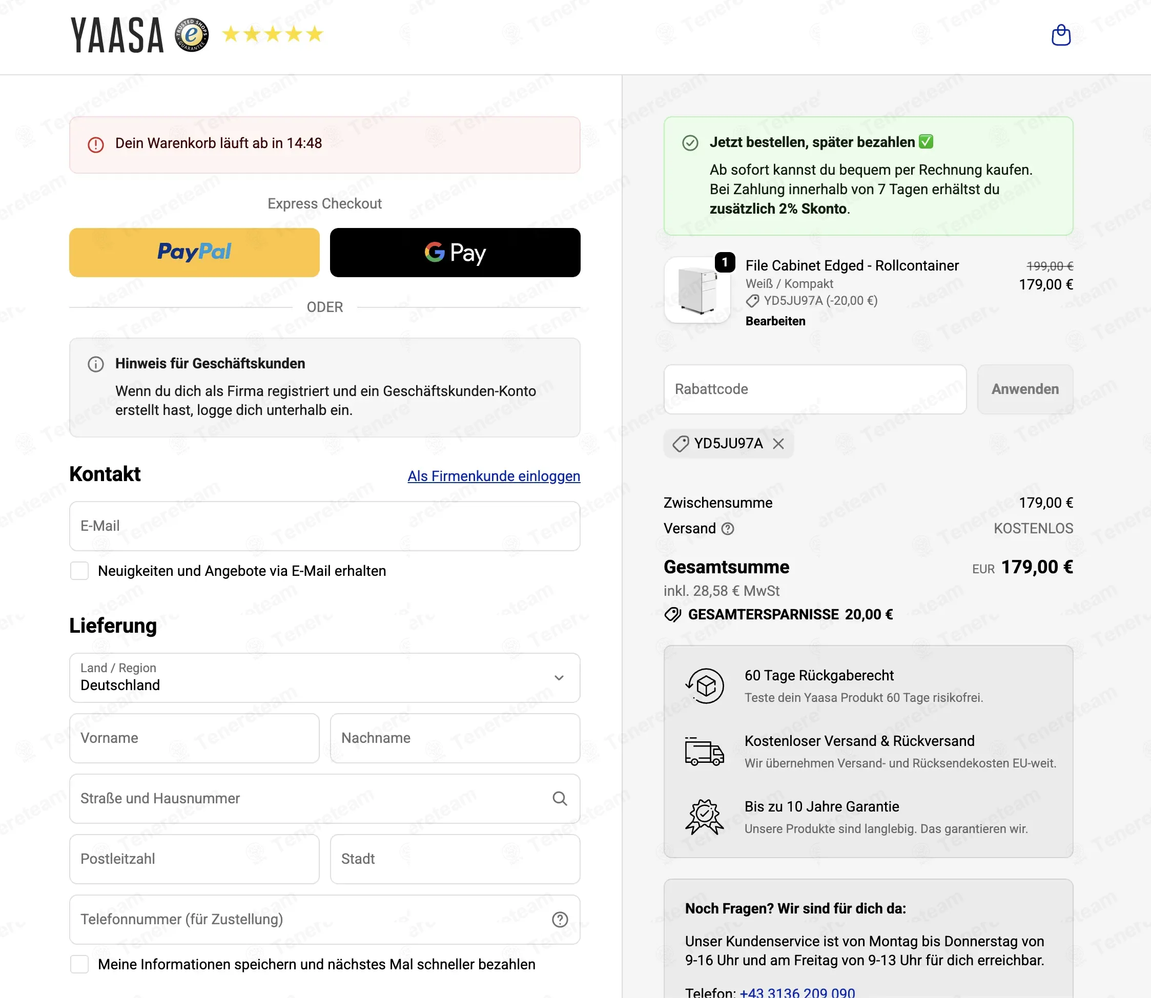 Yaasa coupon code: €20 off with YD5JU97A. Tested and valid as 3 weeks ago.