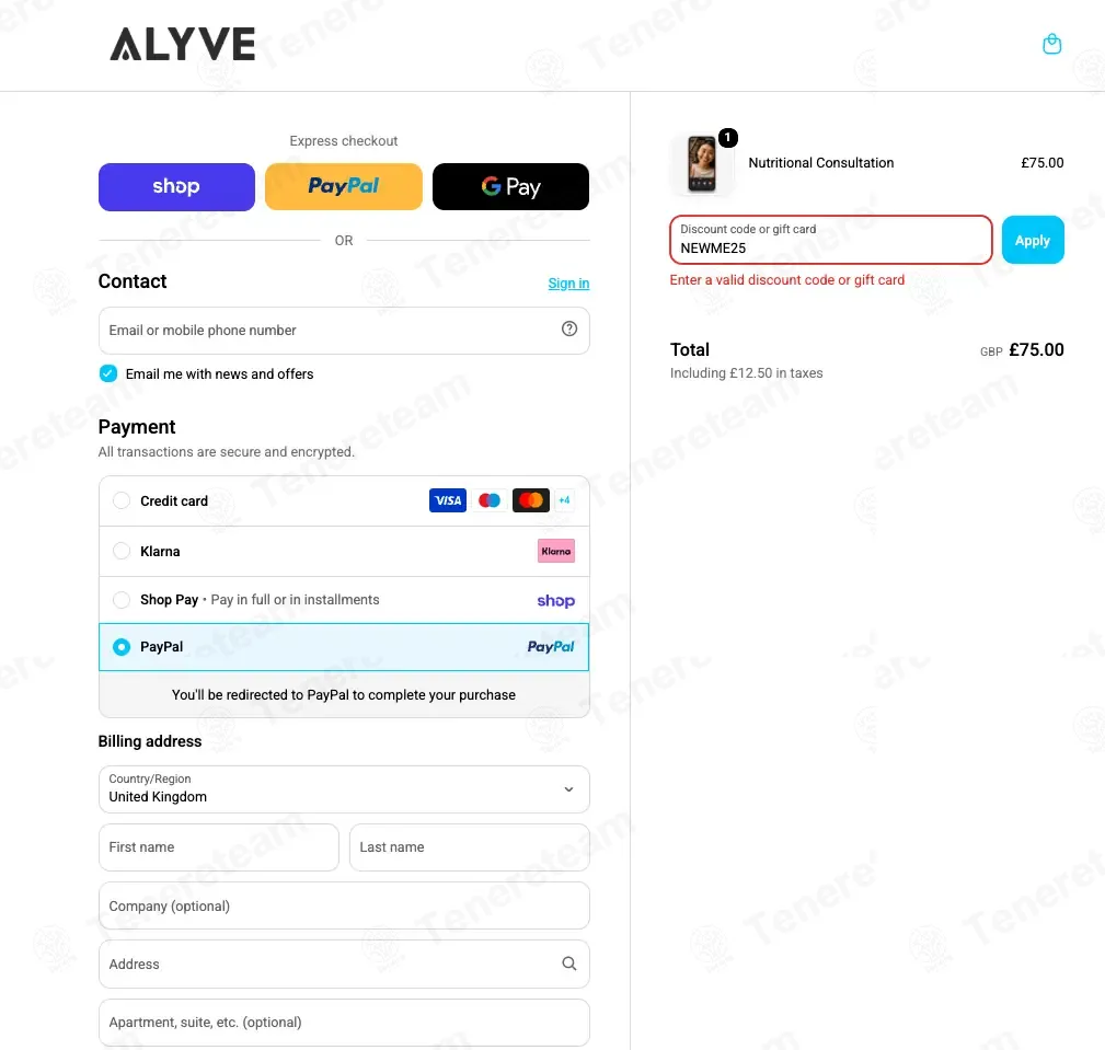 Alyve coupon code: 25% off with NEWME25. Tested and valid as 3 weeks ago.