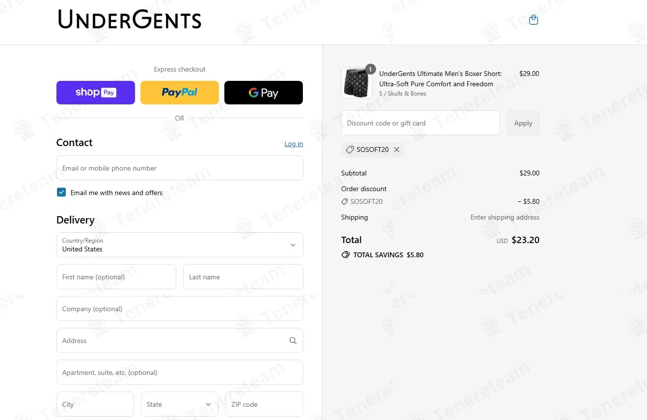 Under Gents coupon code: 20% off with SOSOFT20. Tested and valid as 1 year ago.