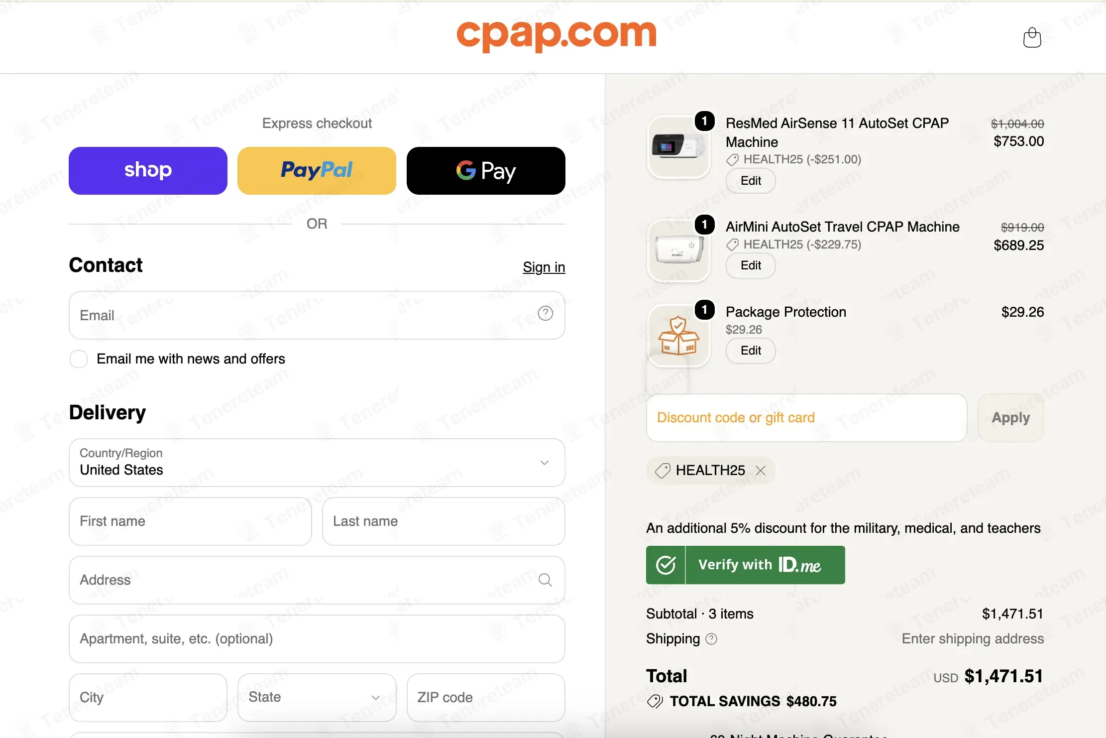 CPAP coupon code: 25% off with HEALTH25. Tested and valid as 2 weeks ago.