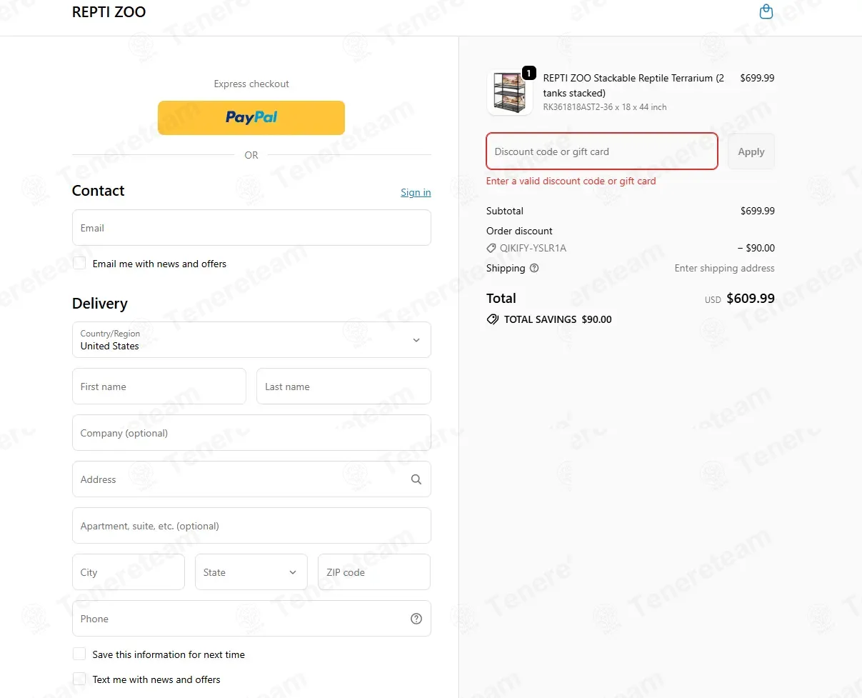 Repti Zoo Store coupon code: 13% off with spook12. Tested and valid as 6 months ago.