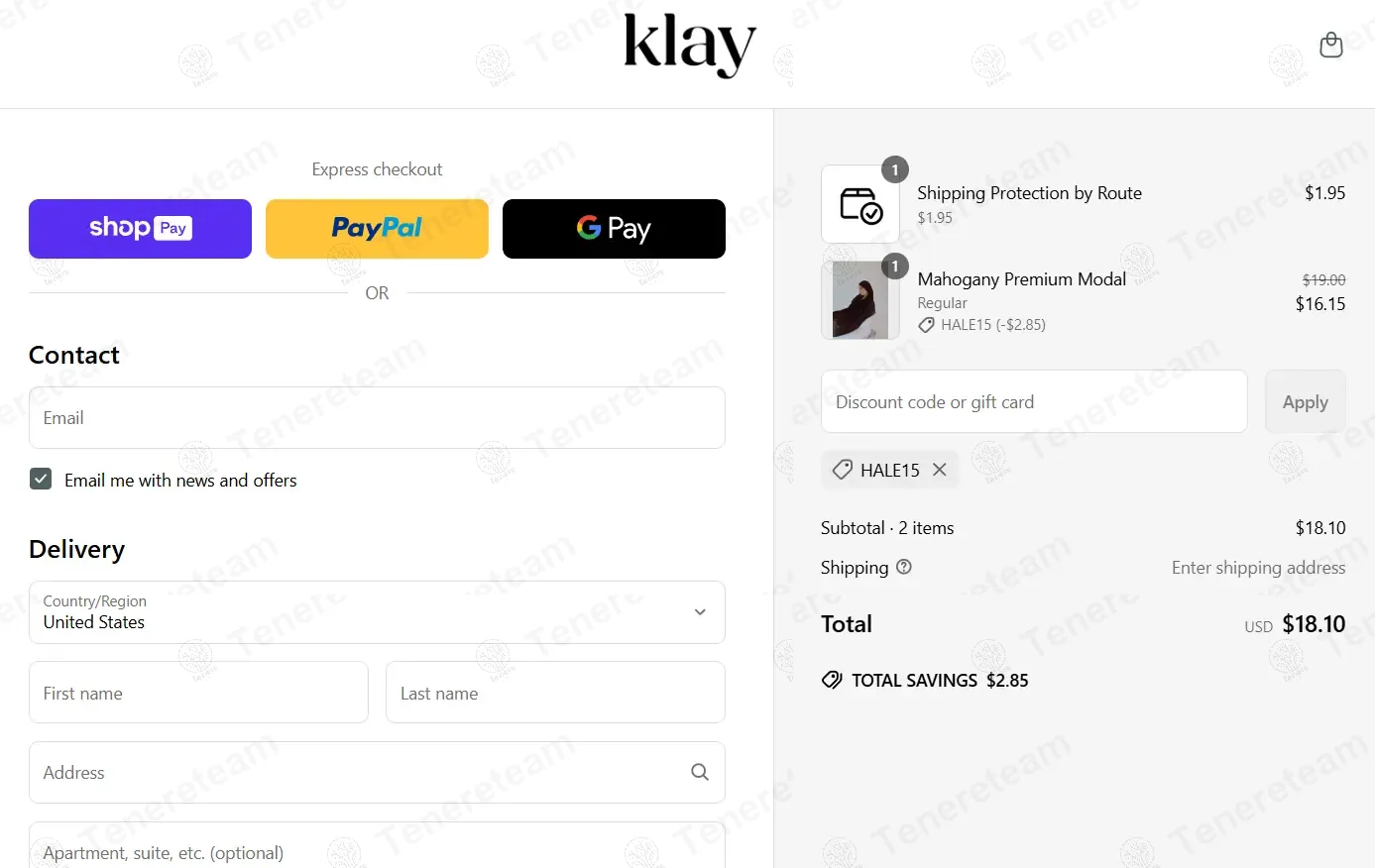 Klay The Label coupon code: 15% off with HALE15. Tested and valid as 1 year ago.