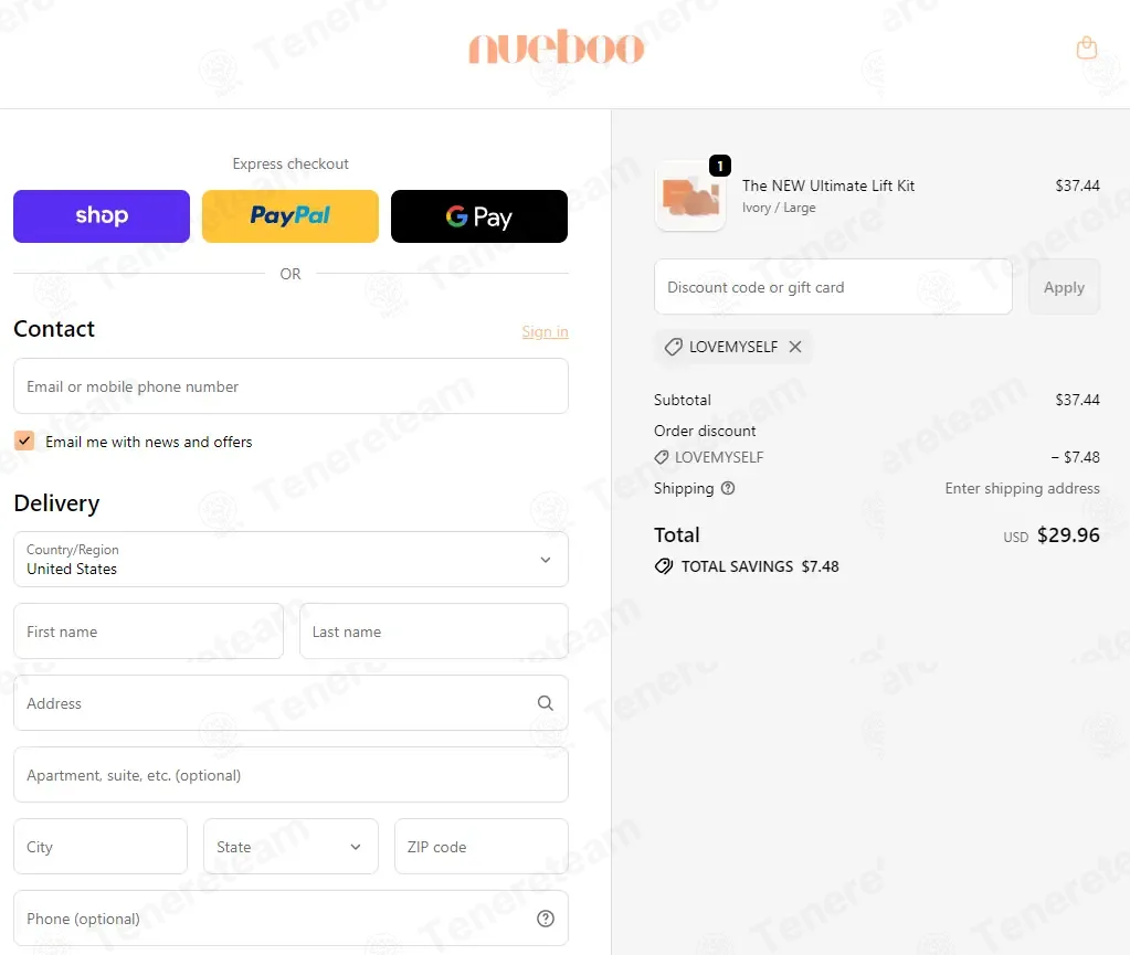 Nueboo Boob Tape apply coupon code