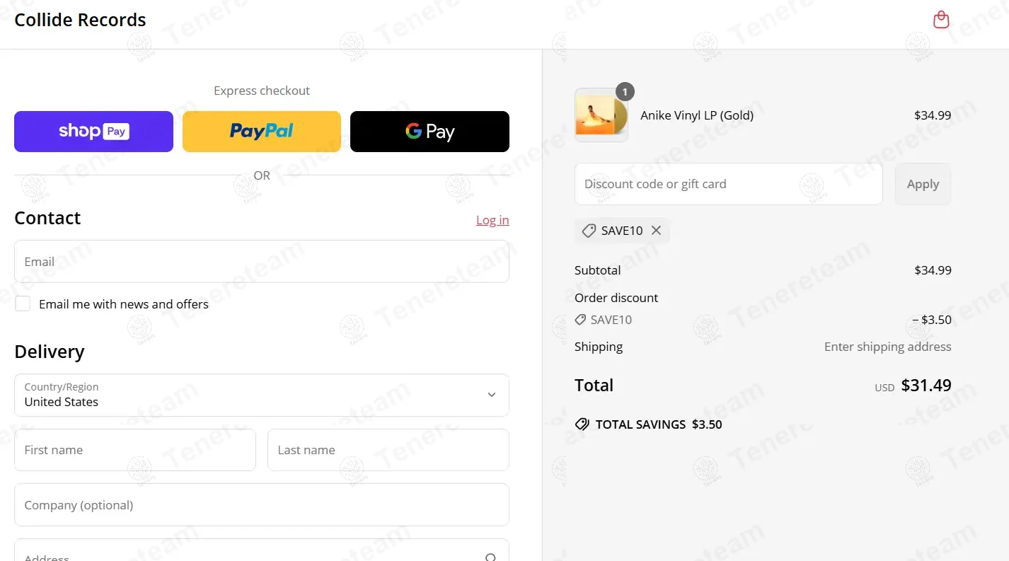 Collide Records coupon code: 10% off with SAVE10. Tested and valid as 1 year ago.