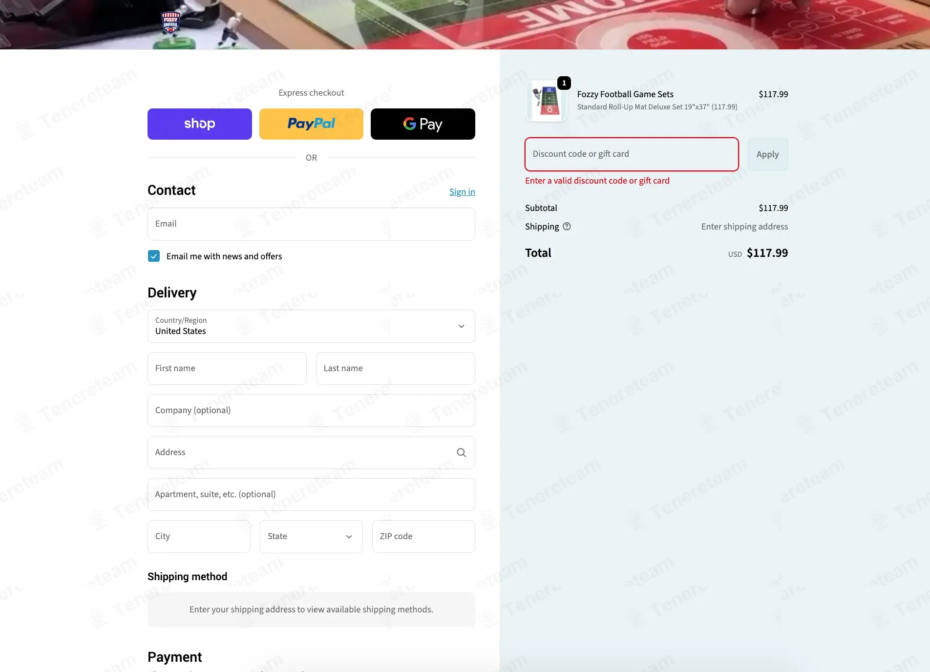 Fozzy Football apply coupon code
