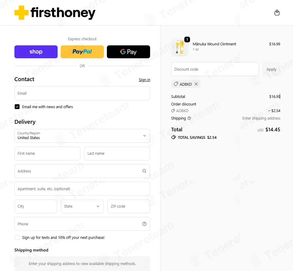 First Honey coupon code: 15% off with ADBKD. Tested and valid as 1 month ago.