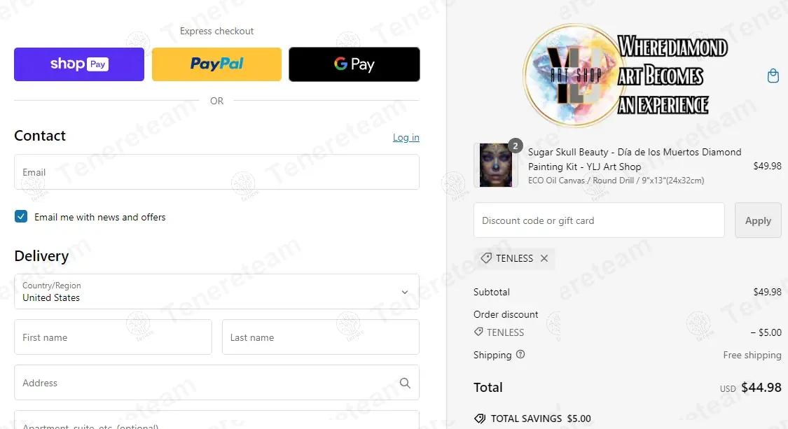 YLJ Art Shop coupon code: 10% off with TENLESS. Tested and valid as 1 year ago.
